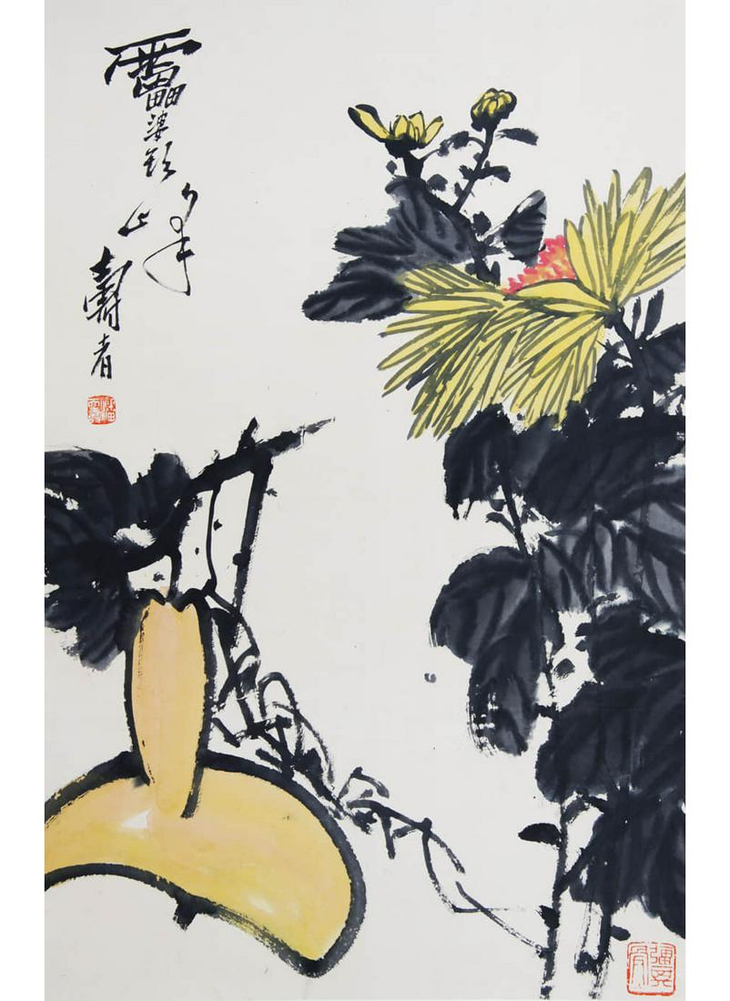 CHINESE DOUBLE-GOURD AND CHRYSANTHEMUM PAINTING (1 of 5)