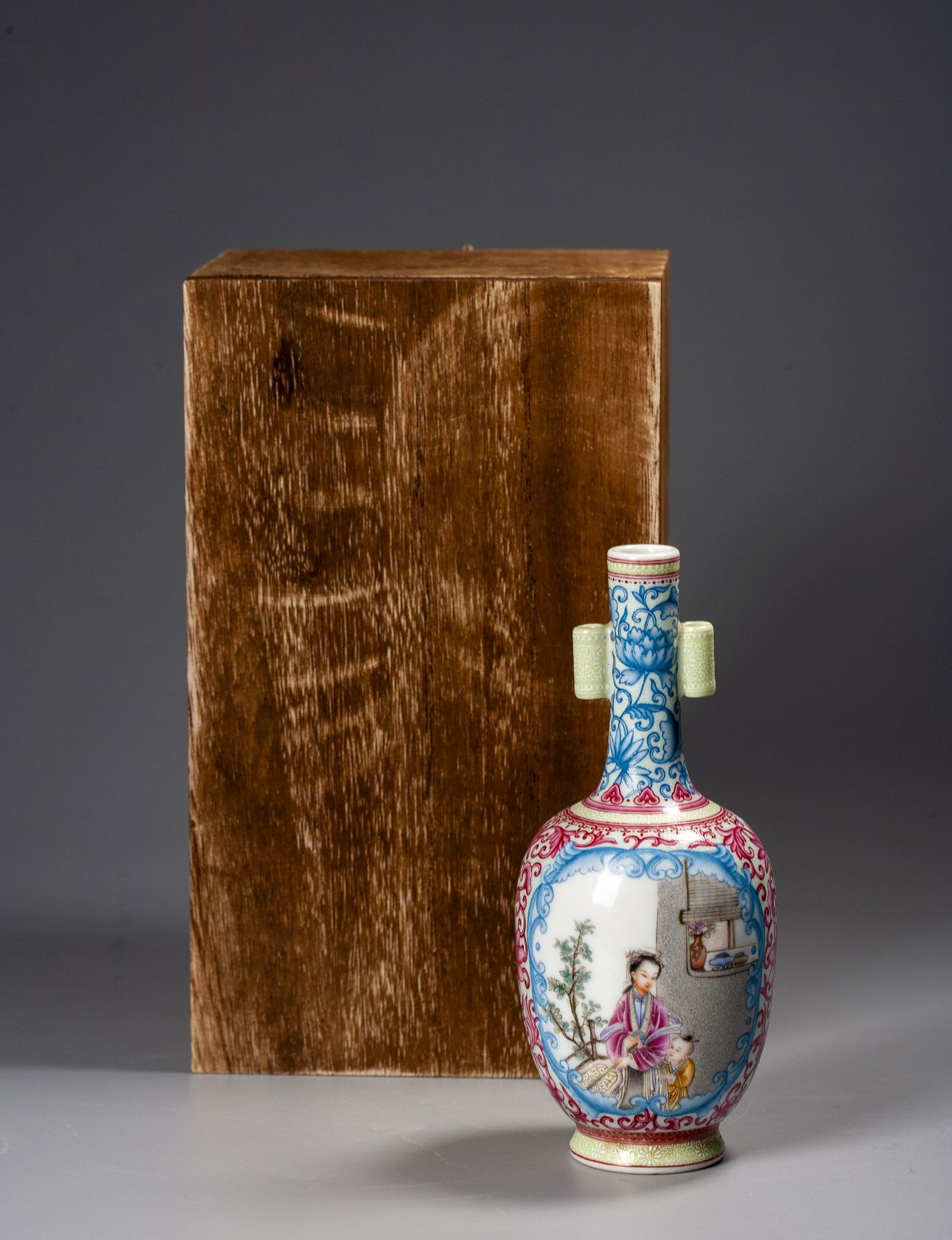 Enamel Vase with Western Figures (1 of 8)