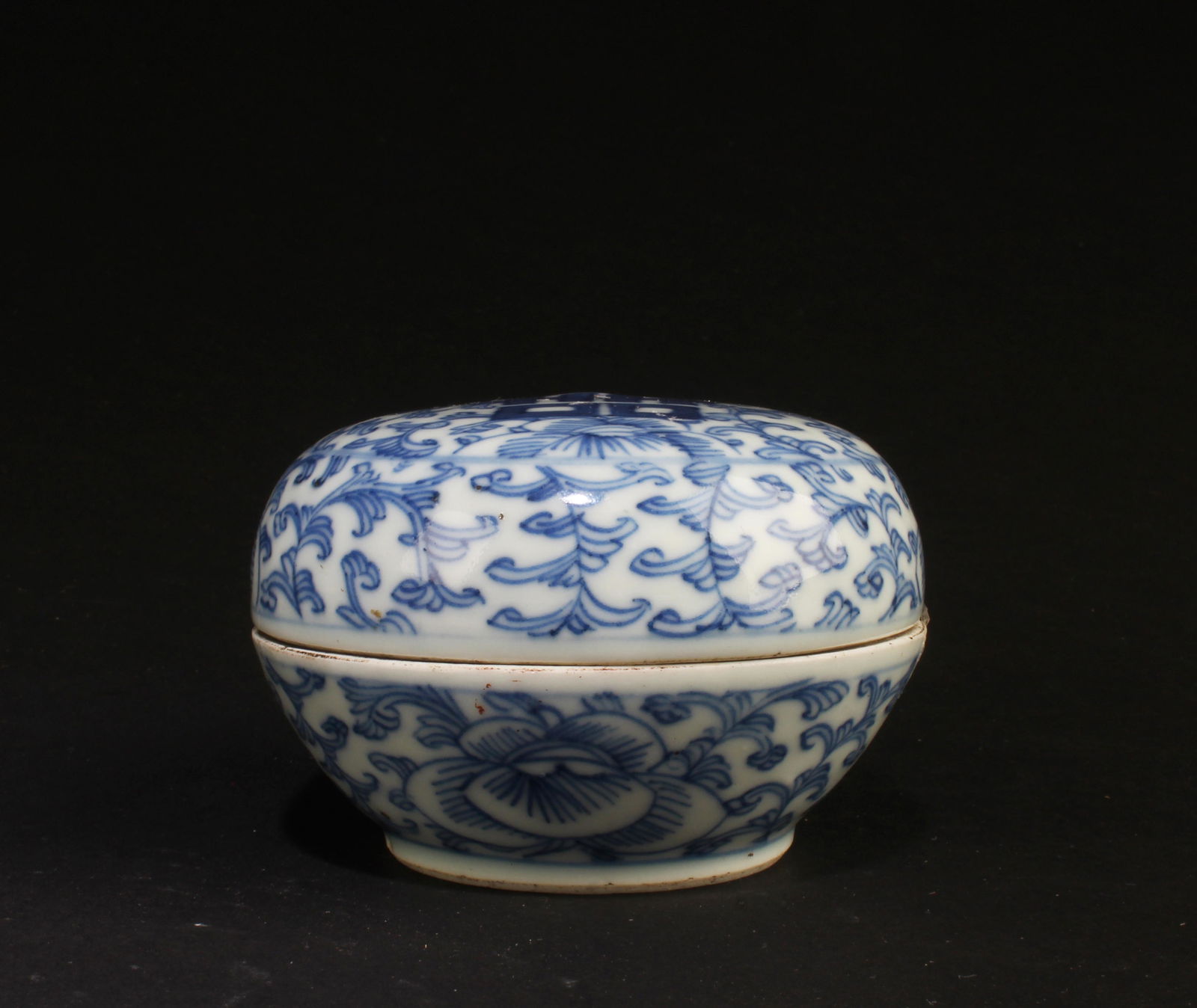 Antique Blue & White Porcelain Round Container (1 of 4)