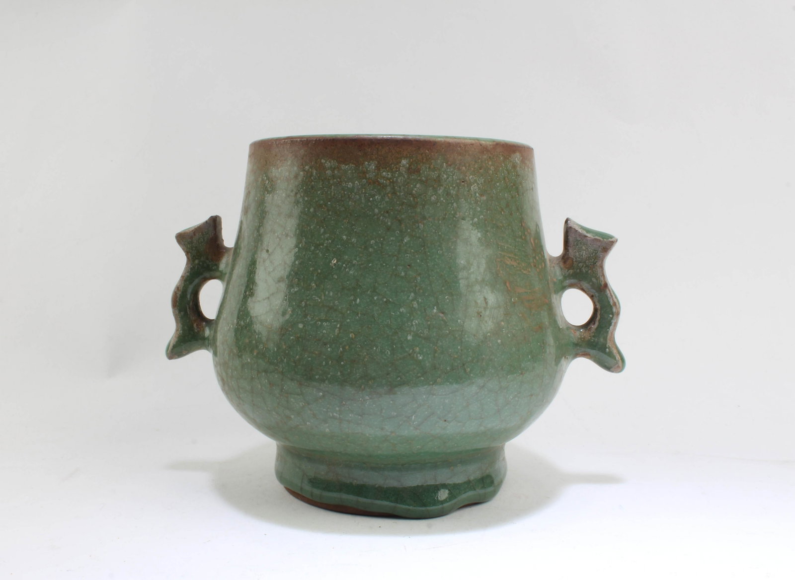 Chinese 'MiShe' Ware Vase: Chinese 'MiShe' Ware Vase. Height: 4.5" Length: 6.25"