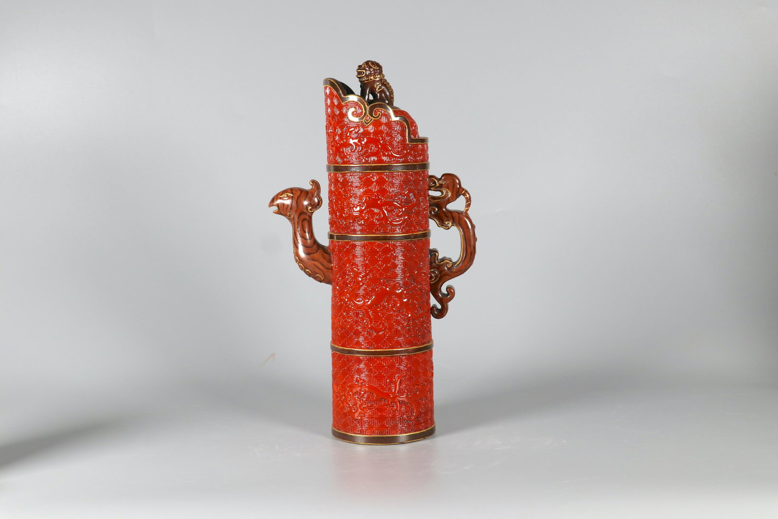 Faux-Bois Glaze Phoenix-Spout Monk Jug: Faux-Bois Glaze Phoenix-Spout Monk Jug, Height: 26cm, Width: 15cm