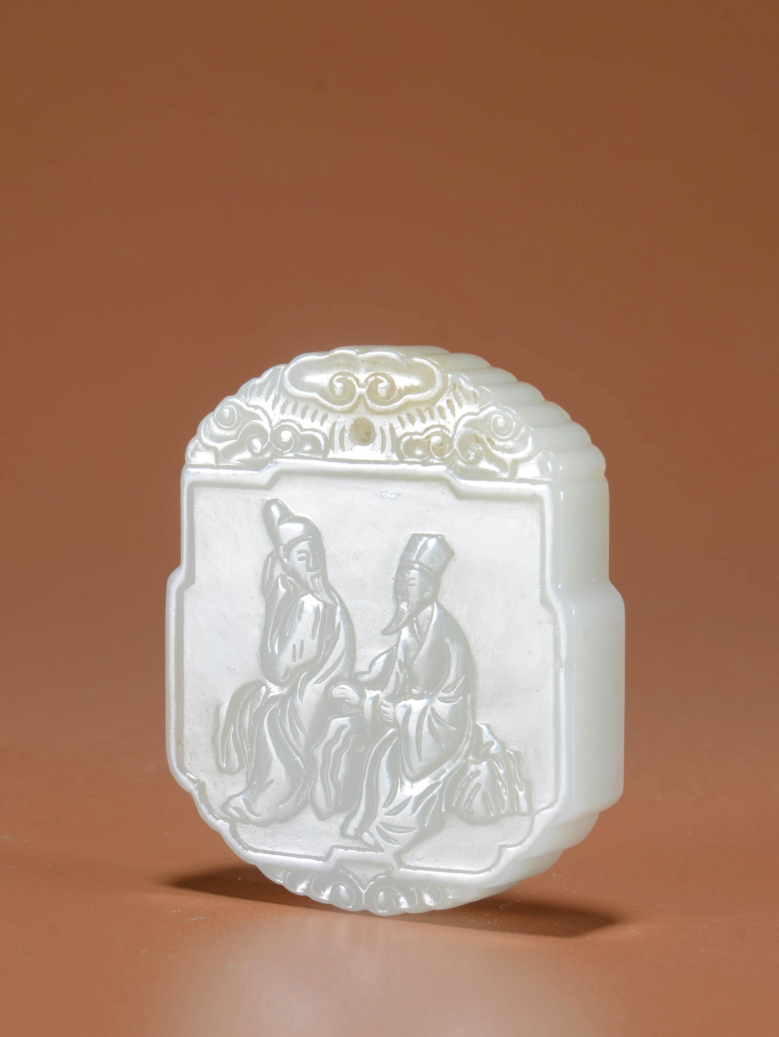 Carved Hetian Jade Scholars Plaque Pendant (1 of 6)