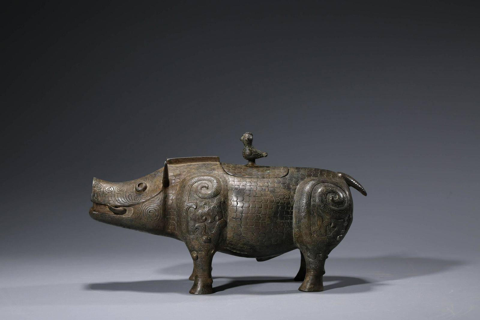 A Bronze Ritual Hog-Form Censer and Cover (1 of 9)