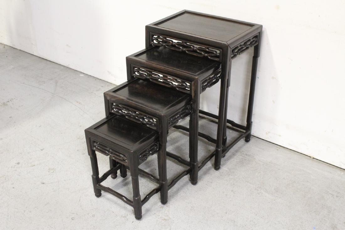 Chinese set of 4 rosewood stackable tables (1 of 11)
