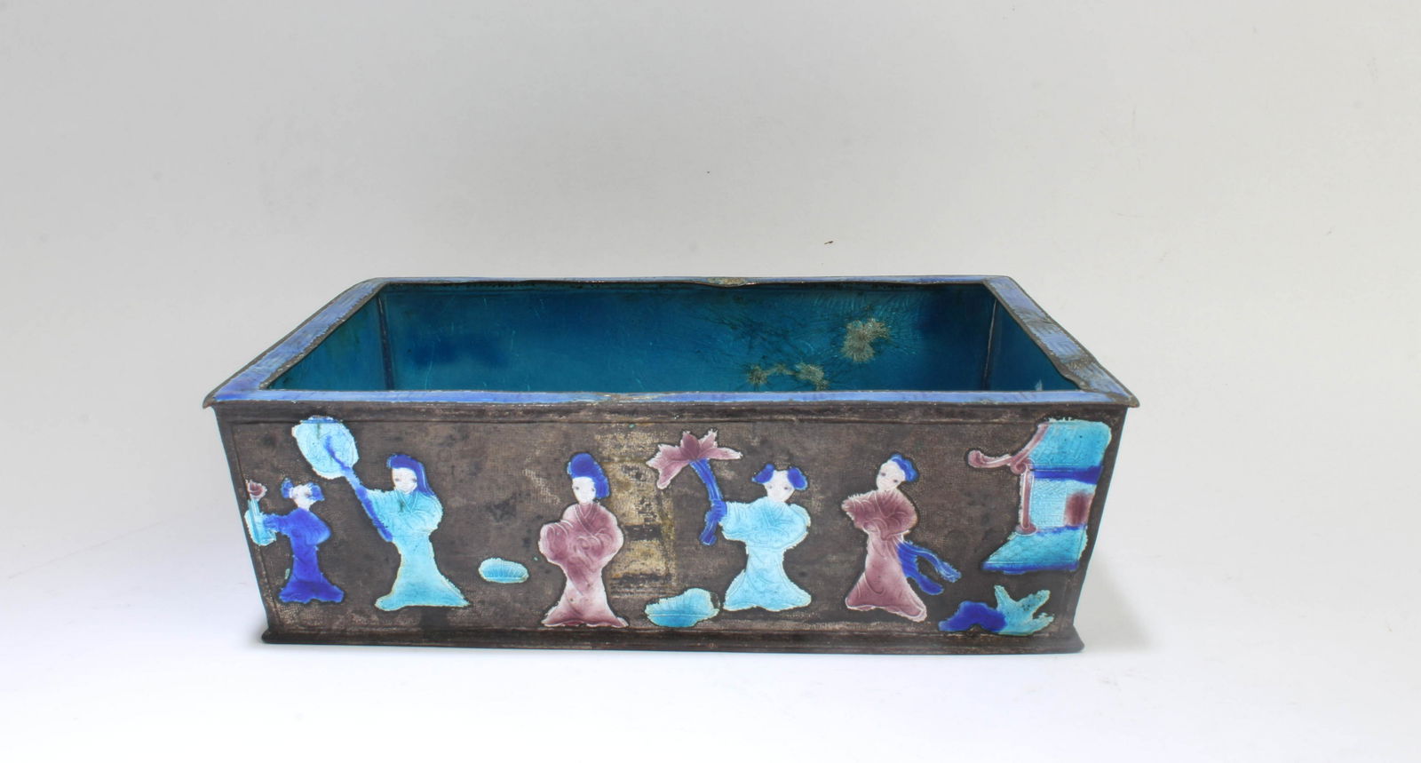 Chinese Silver Plated Enamel Rectangular Shaped Co (1 of 4)