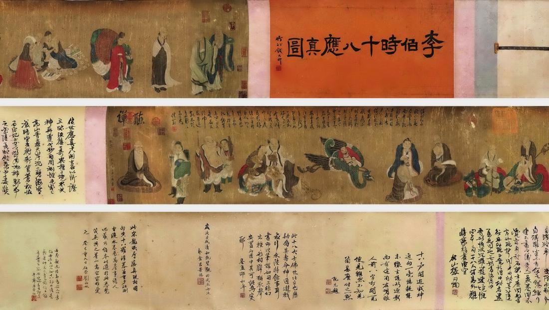 Li Gonglin, Chinese Figures Painting Silk Handscroll (1 of 9)