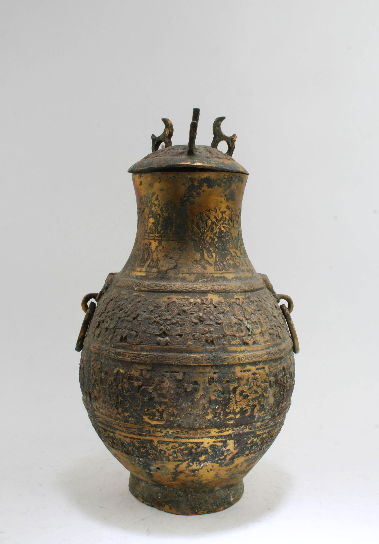 Chinese Bronze Jar Chinese Bronze Jar with Lid. Height: 12.5" (1 of 6)