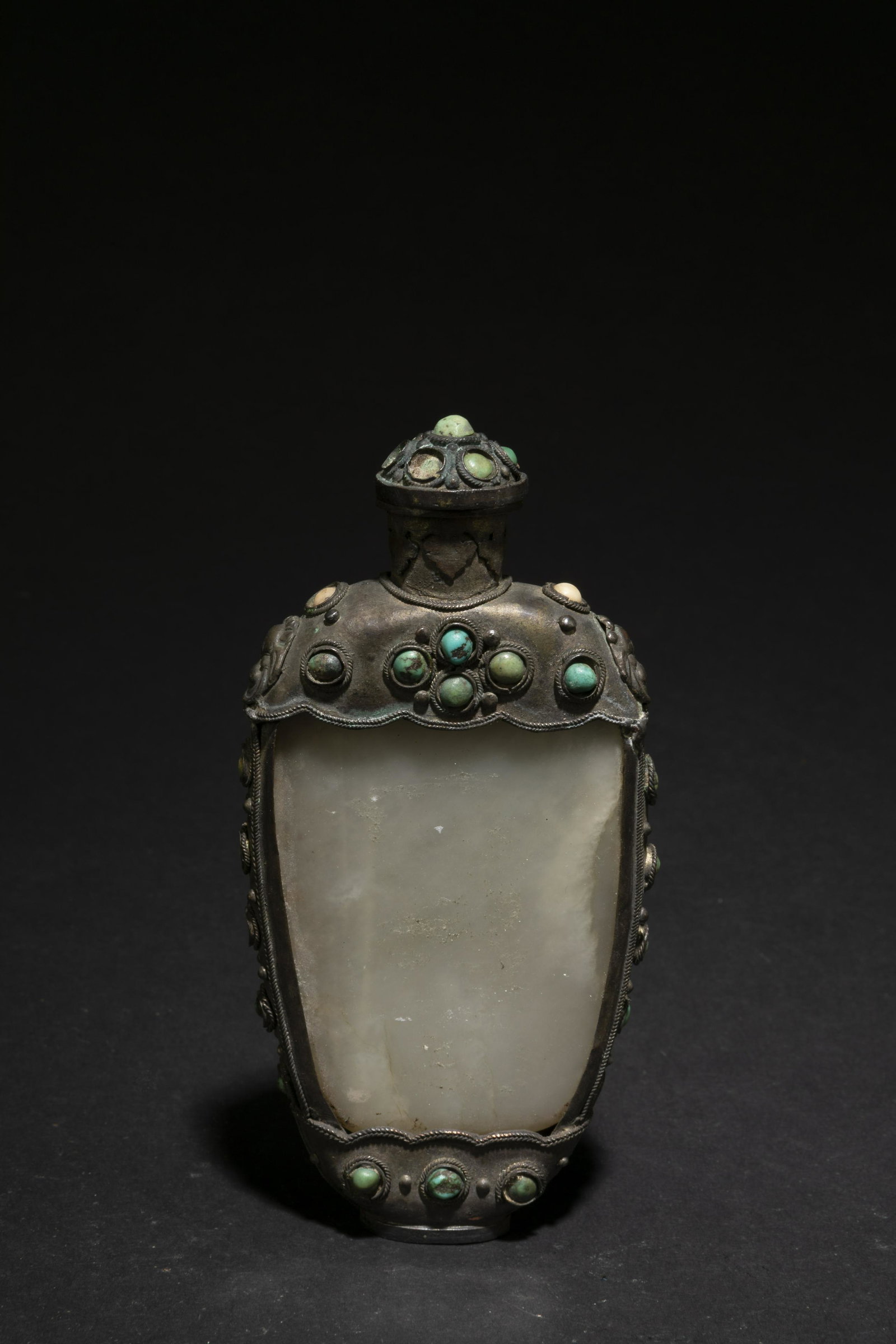 A Jade Snuff Bottle: A Jade Snuff Bottle. Height: 4.65"