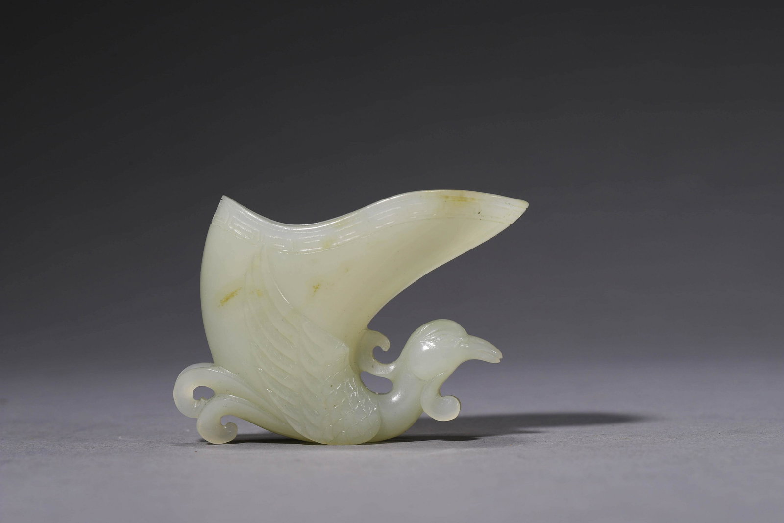 Carved White Jade Phoenix Rhyton Cup (1 of 4)