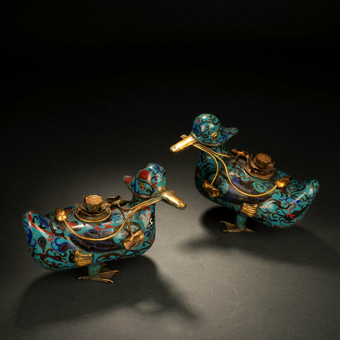 Pair of Cloisonne Enamel Mandarin Ducks (1 of 12)