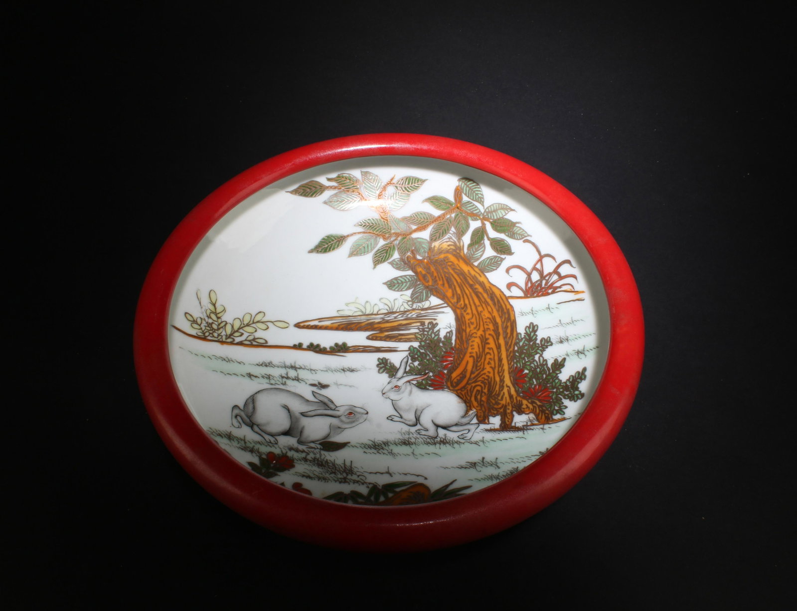 A Porcelain Ink Washer: A Porcelain Ink Washer. 'YongZheng' mark. Height: 2.5" Diameter: 9.4"