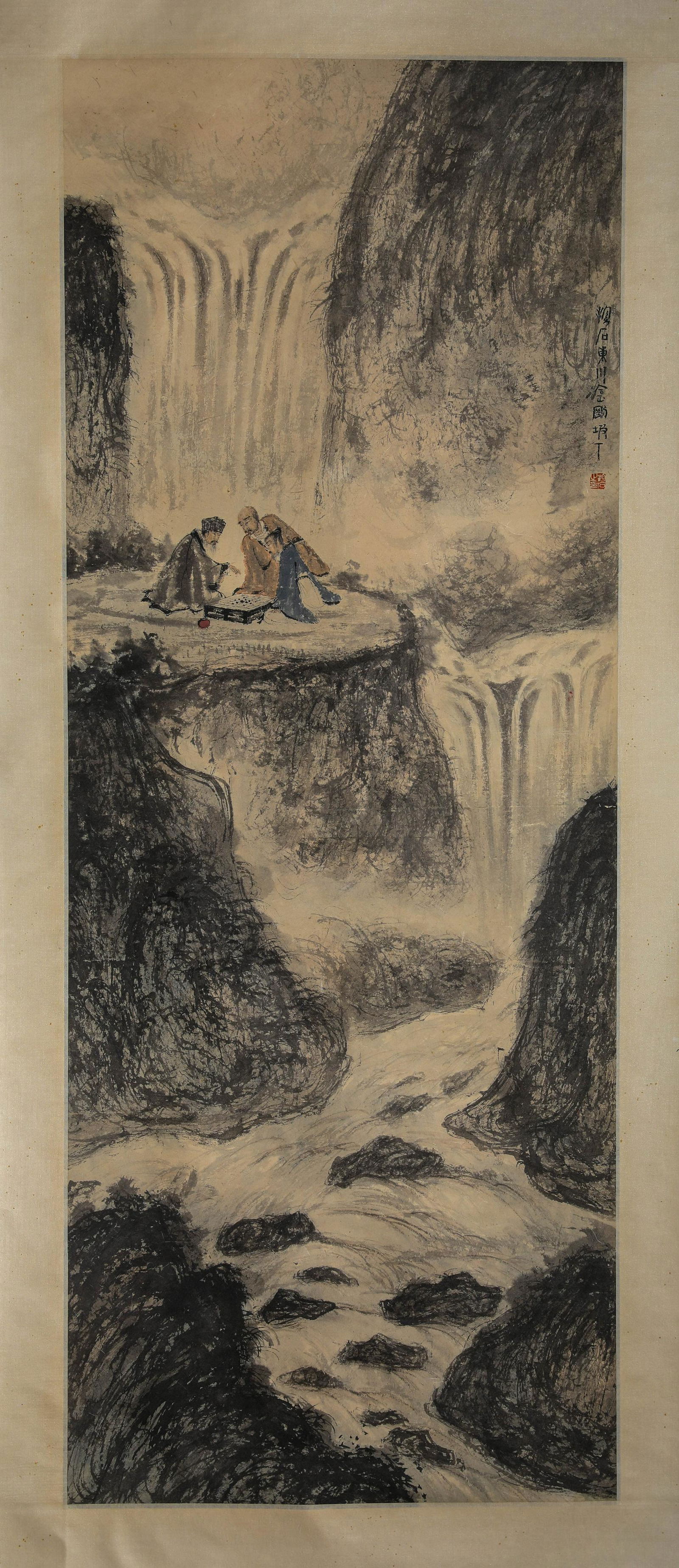 Chinese Landscape and Figure Painting, Hanging Scroll, Ink On Paper (1 of 6)