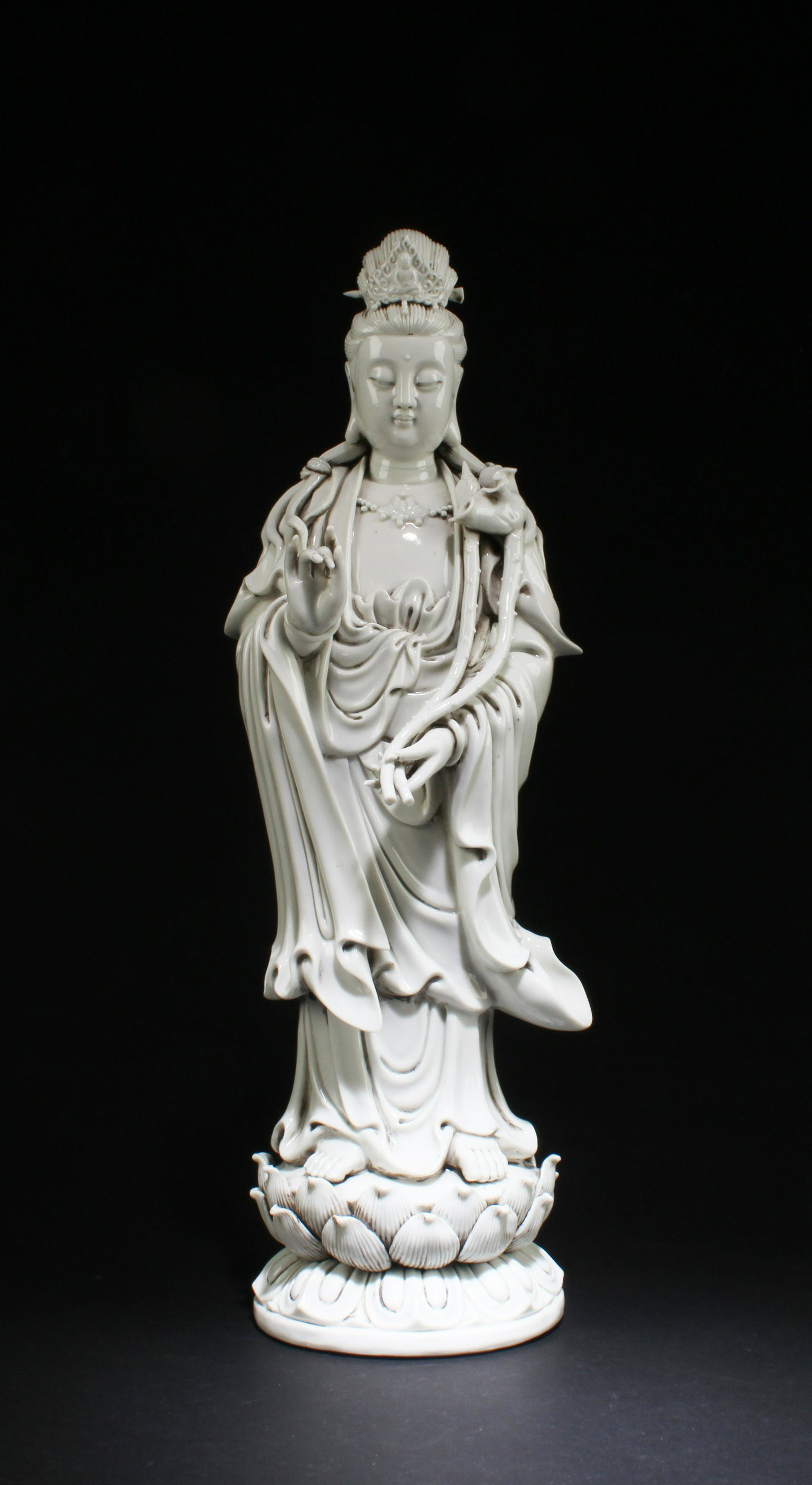 Chinese Blanc De Chine Standing Guanyin Statue (1 of 9)