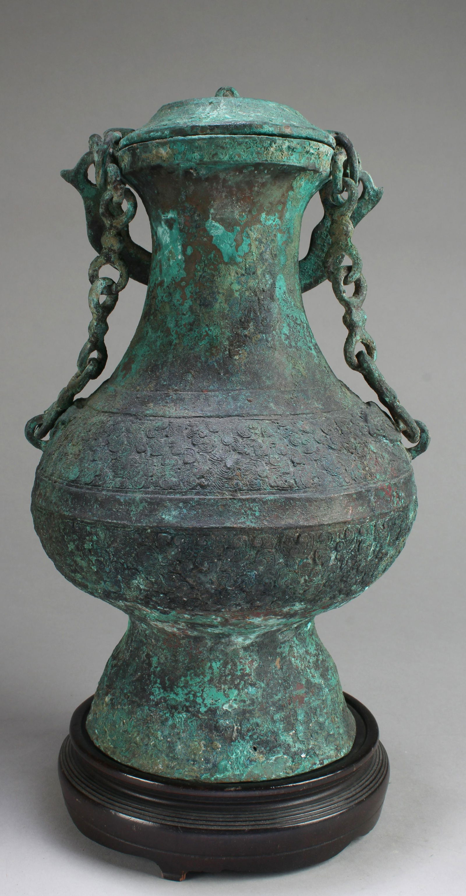 Chinese Bronze Container with Wooden Base (1 of 7)