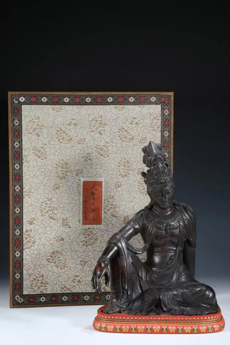 A Carved Agarwood Seated Guanyin Statue (1 of 9)
