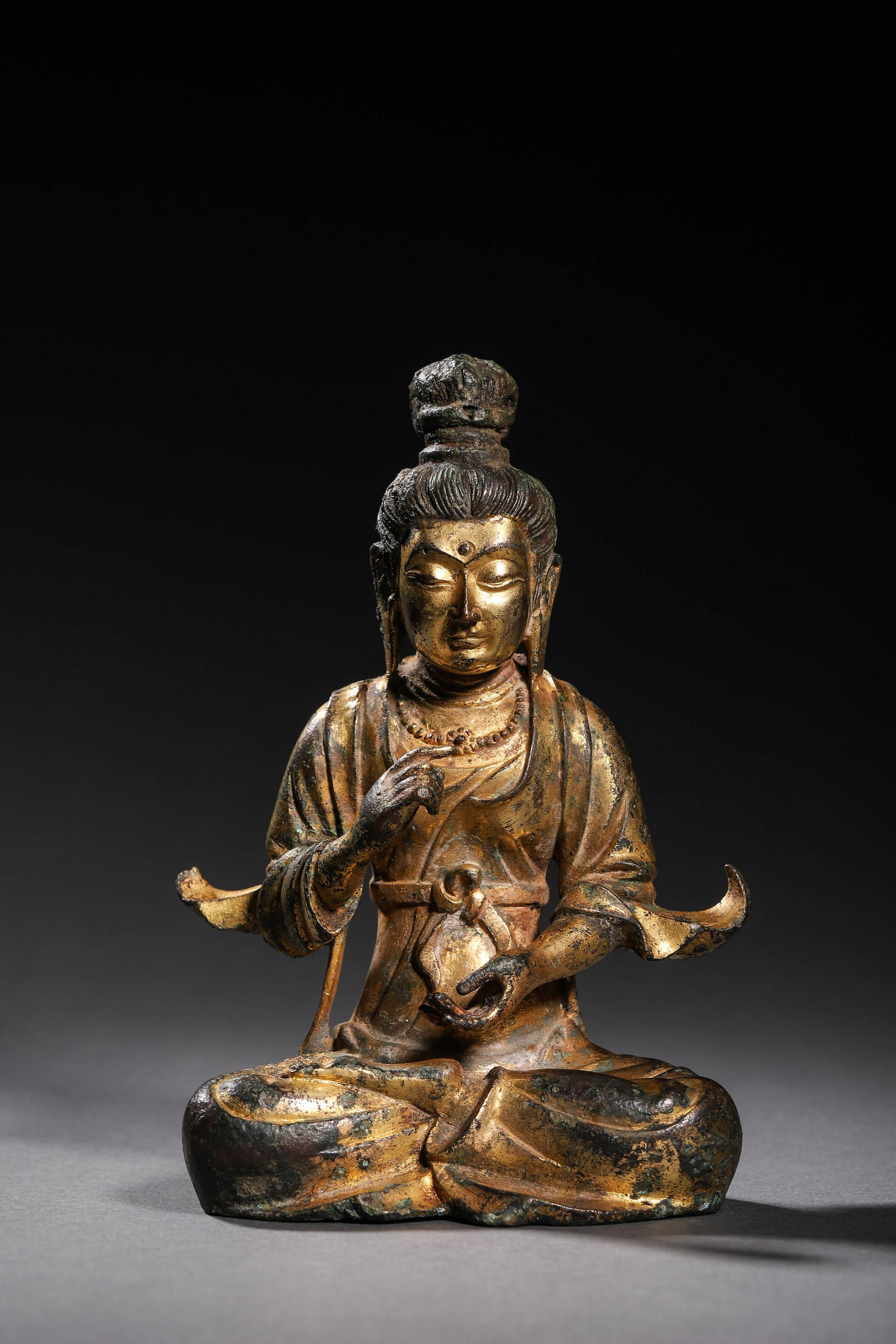 Tang: A Gilt Bronze Seeated Buddha Statue (1 of 12)