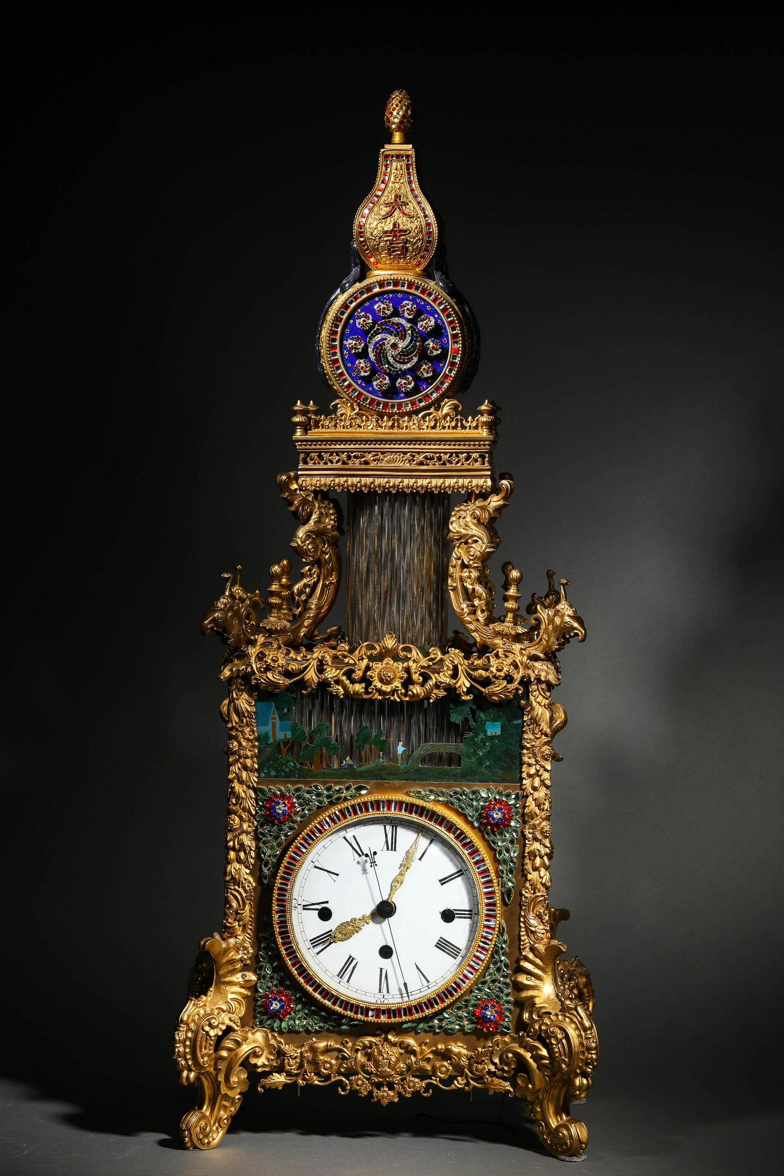 A Gilt Bronze Cum Semi Precious Stones Table Clock (1 of 13)