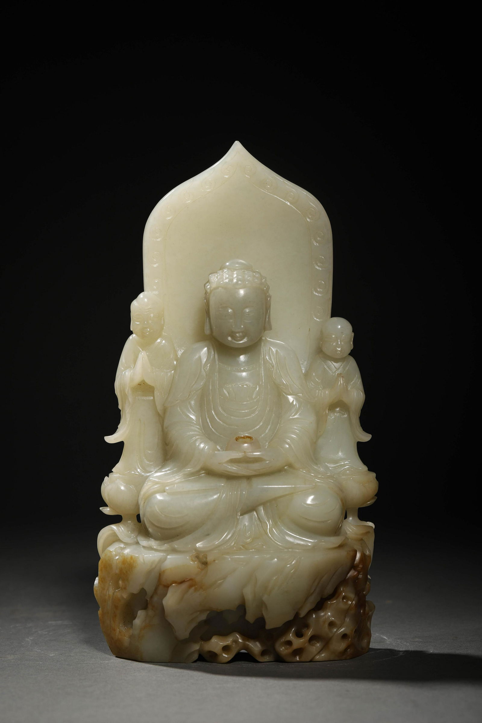 Ming: A Carved White Jade Seated Buddha Statue (1 of 10)