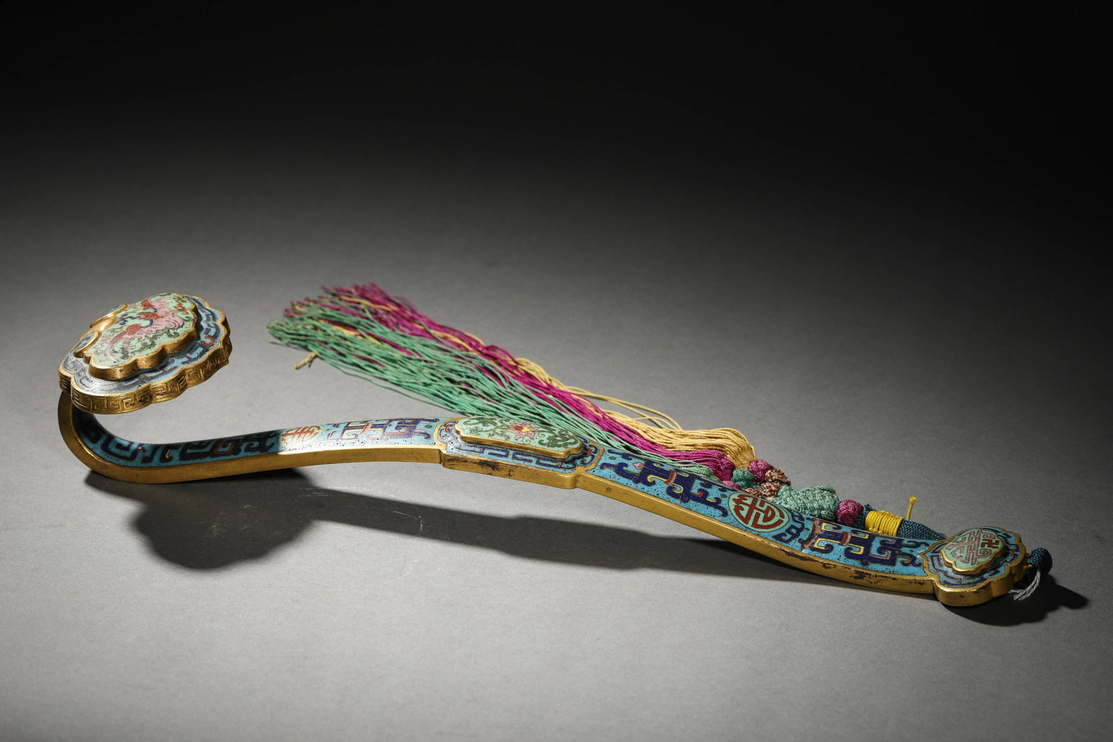 Qing: A Cloisonne Enamel Ruyi Scepter: Qing: A Cloisonne Enamel Ruyi Scepter. Length: 40cm Width: 10.5cm