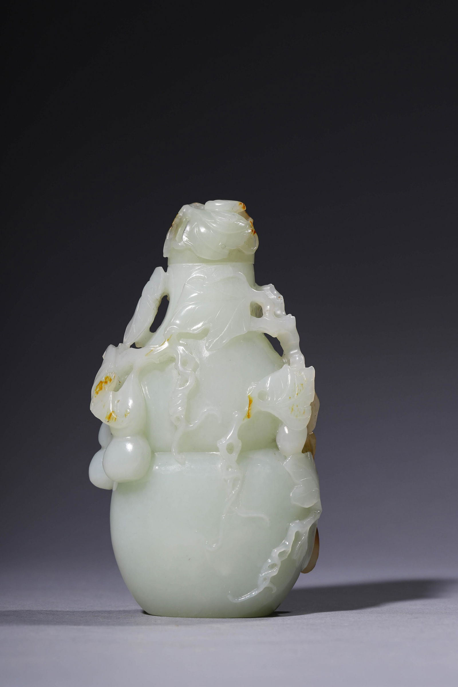 Qing Dynasty: A Carved White Jade Double Gourd Vase (1 of 10)