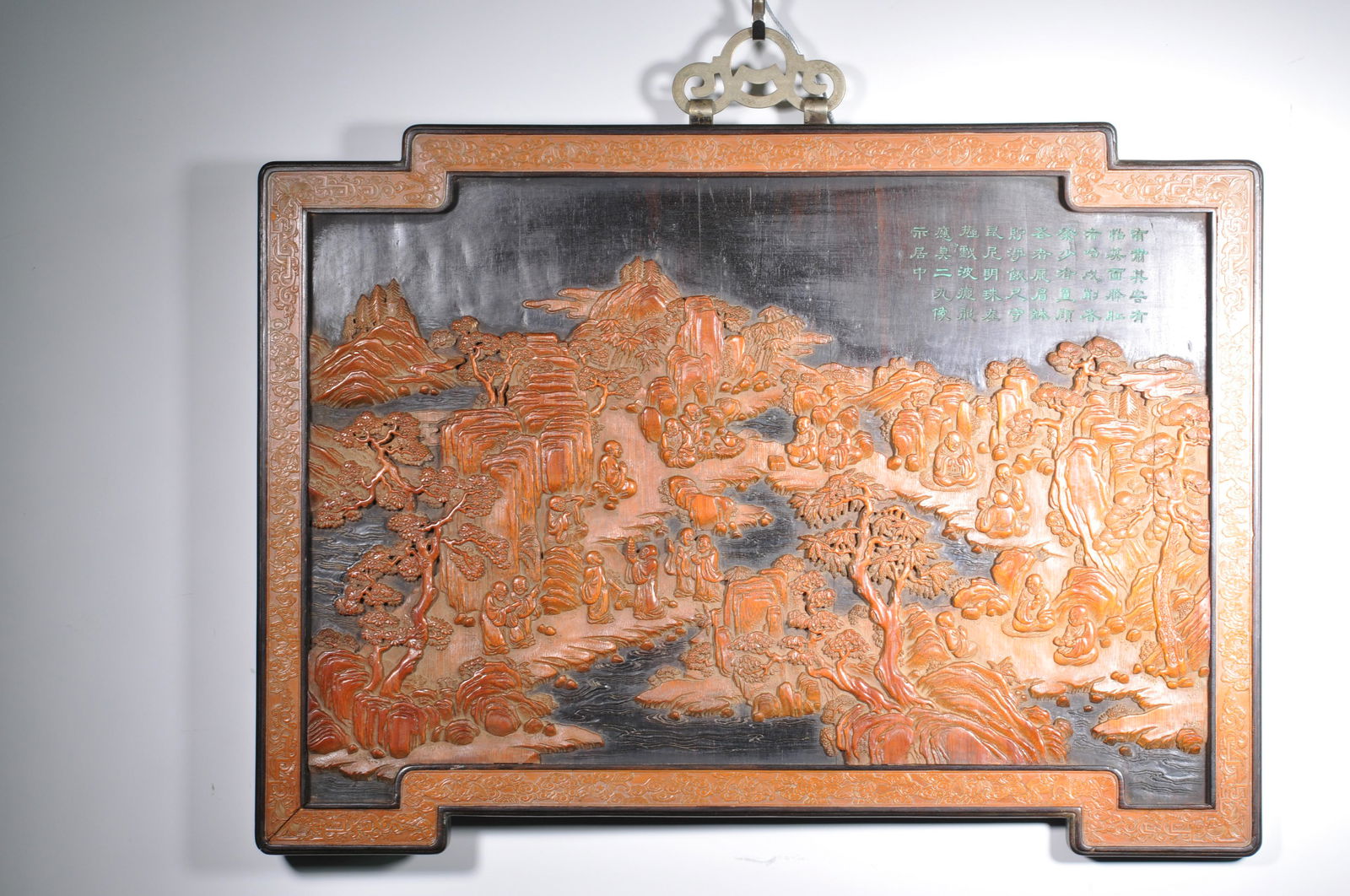 A Carved Zitan With Carved Bamboo Inlaid Hanging Display Ornament (1 of 9)