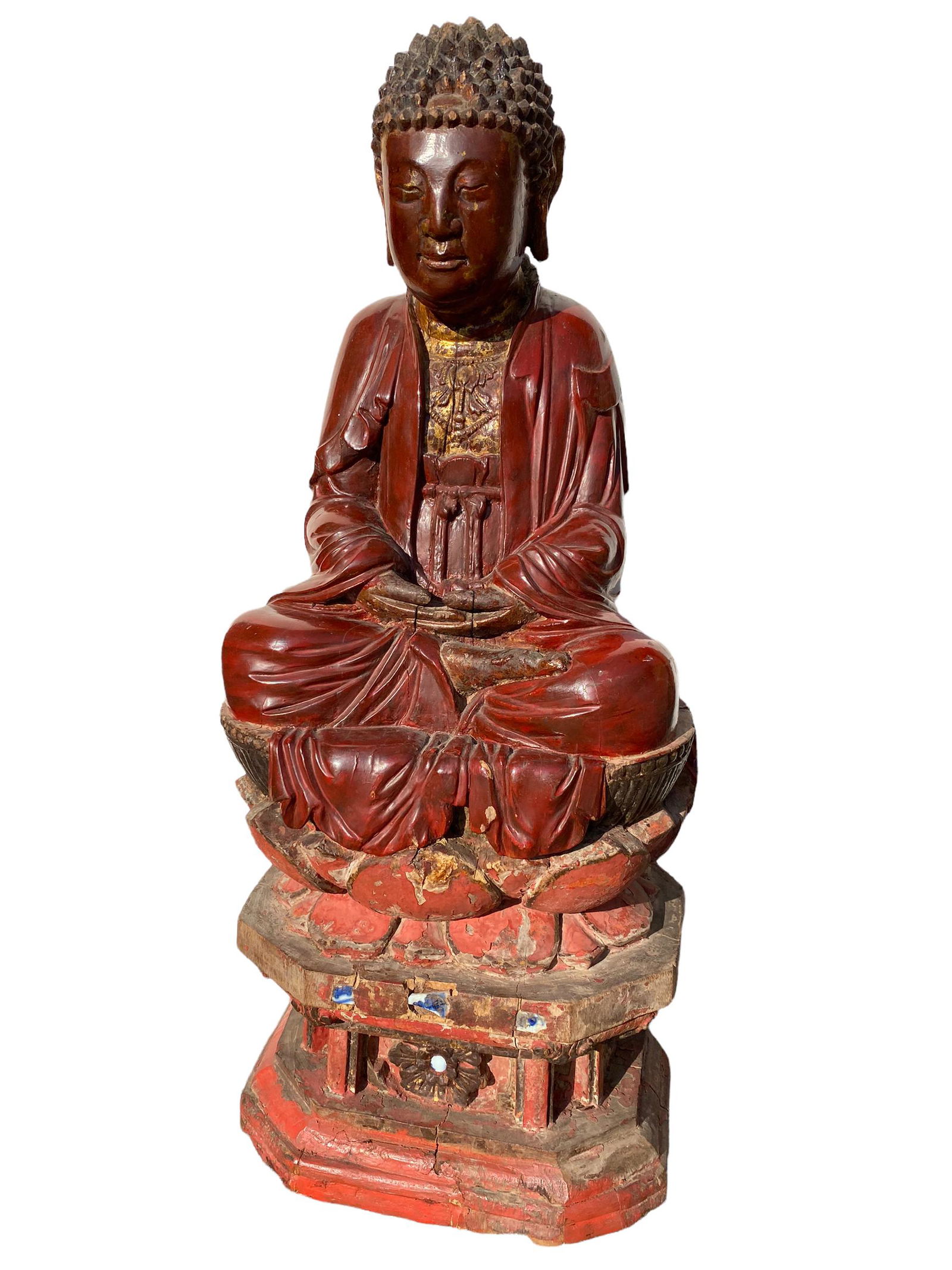 Antique Gile Wooden Seated Buddha Statue (1 of 11)