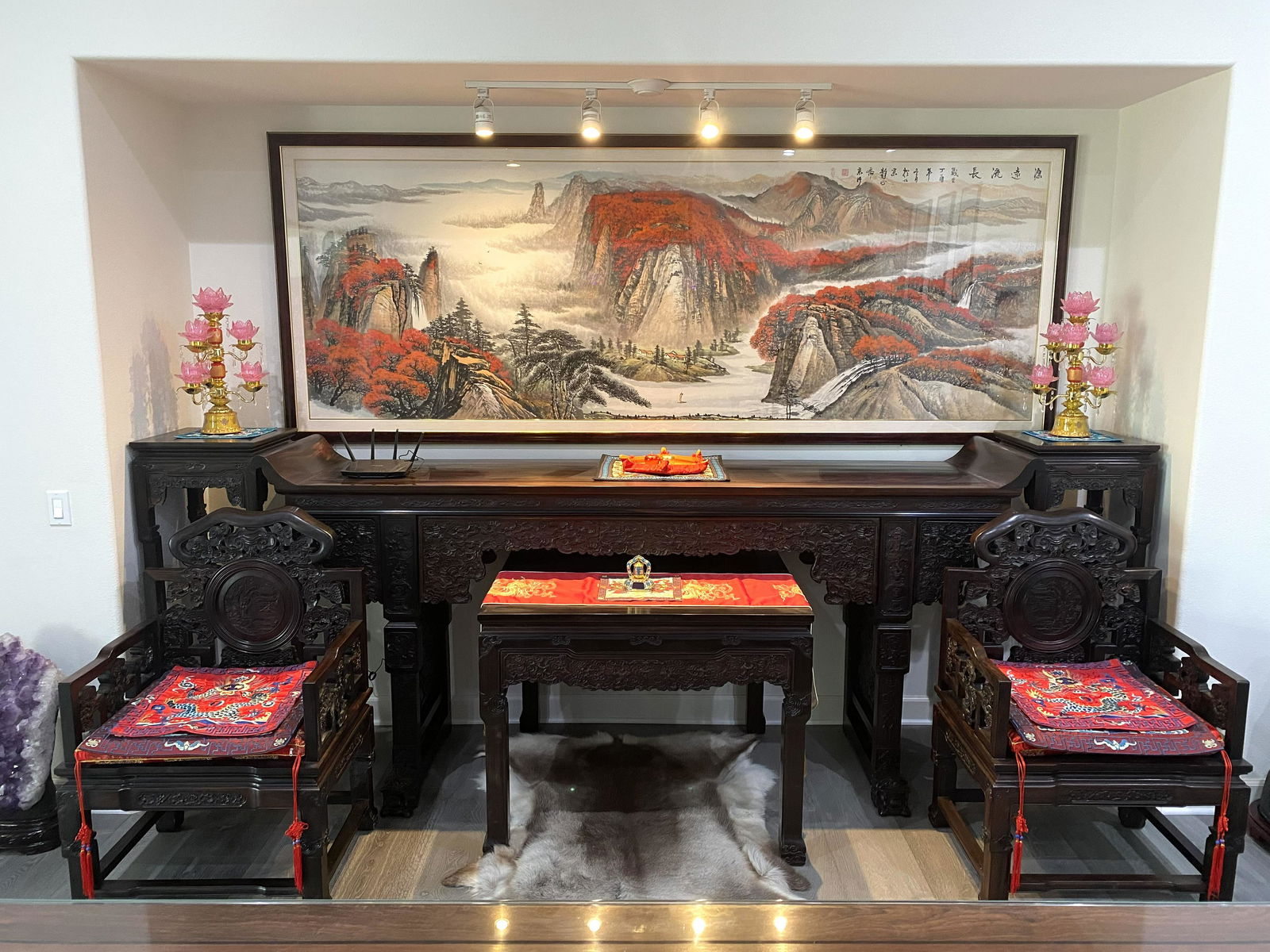 A Set of 6 Chinese Hardwood Furniture (Tables & Chairs) (1 of 13)