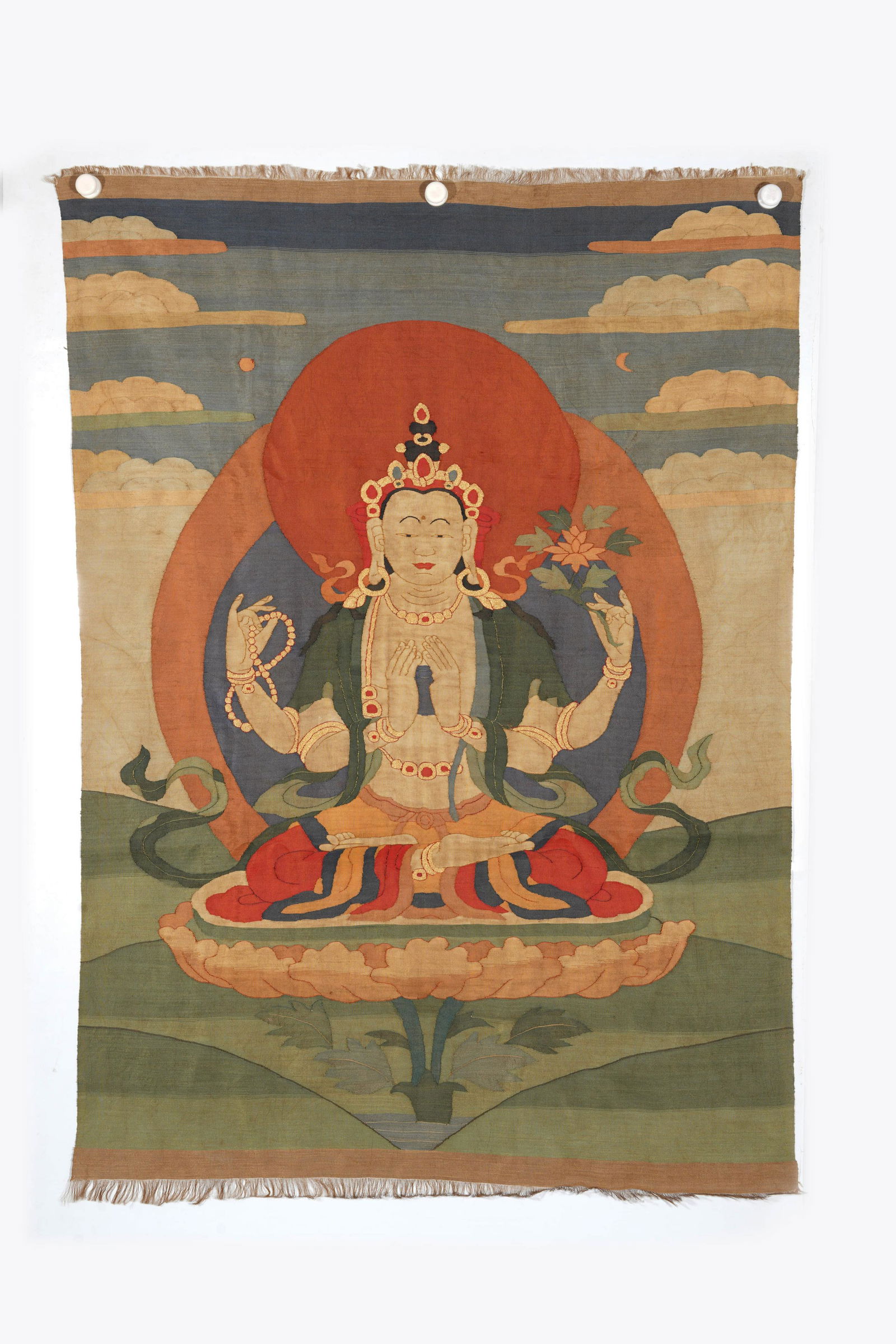 Silk Kesi Panel of Shadakshari Avalokitesvara (1 of 5)