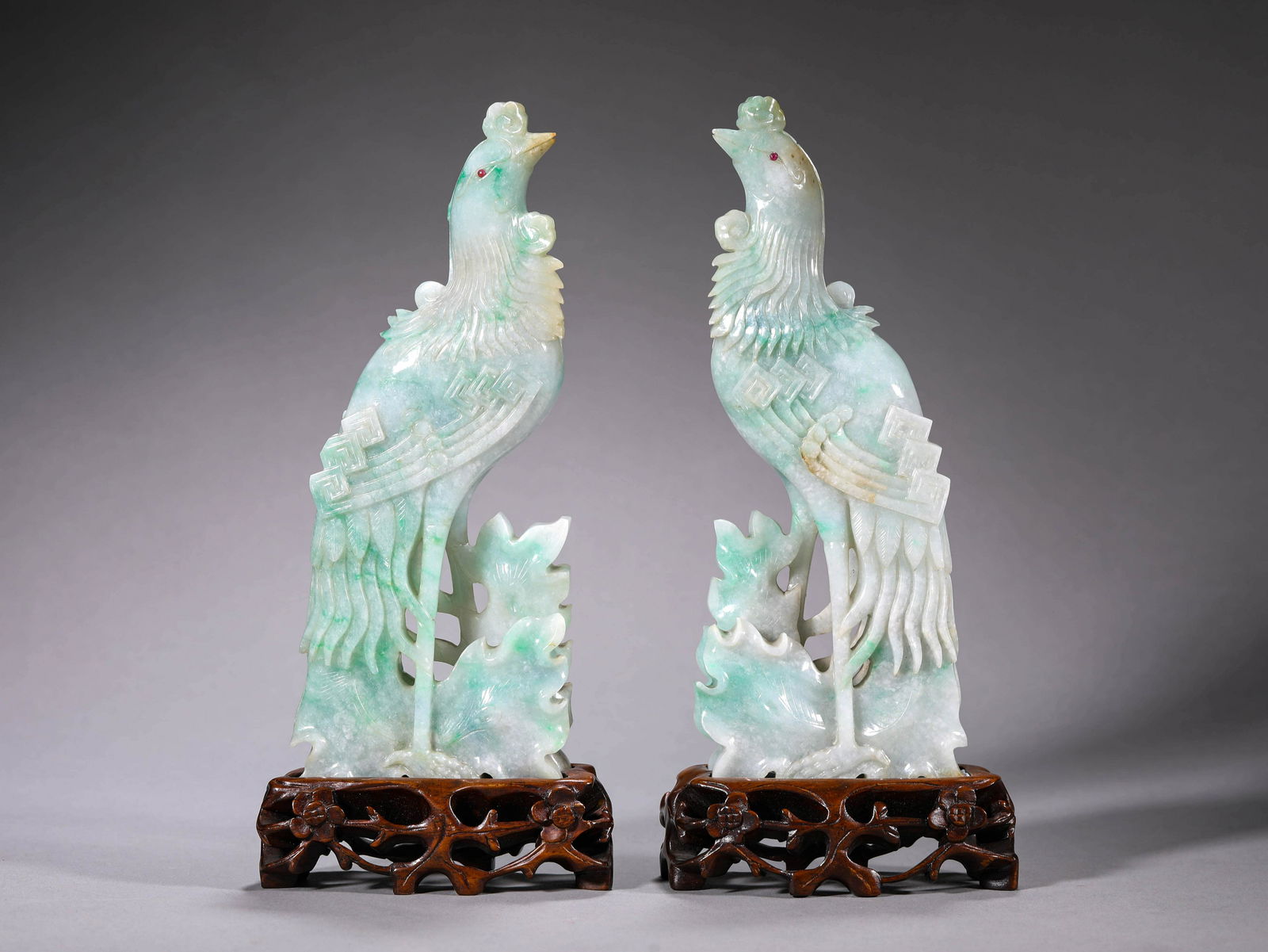Pair of Jadeite Phoenix Statues (1 of 8)