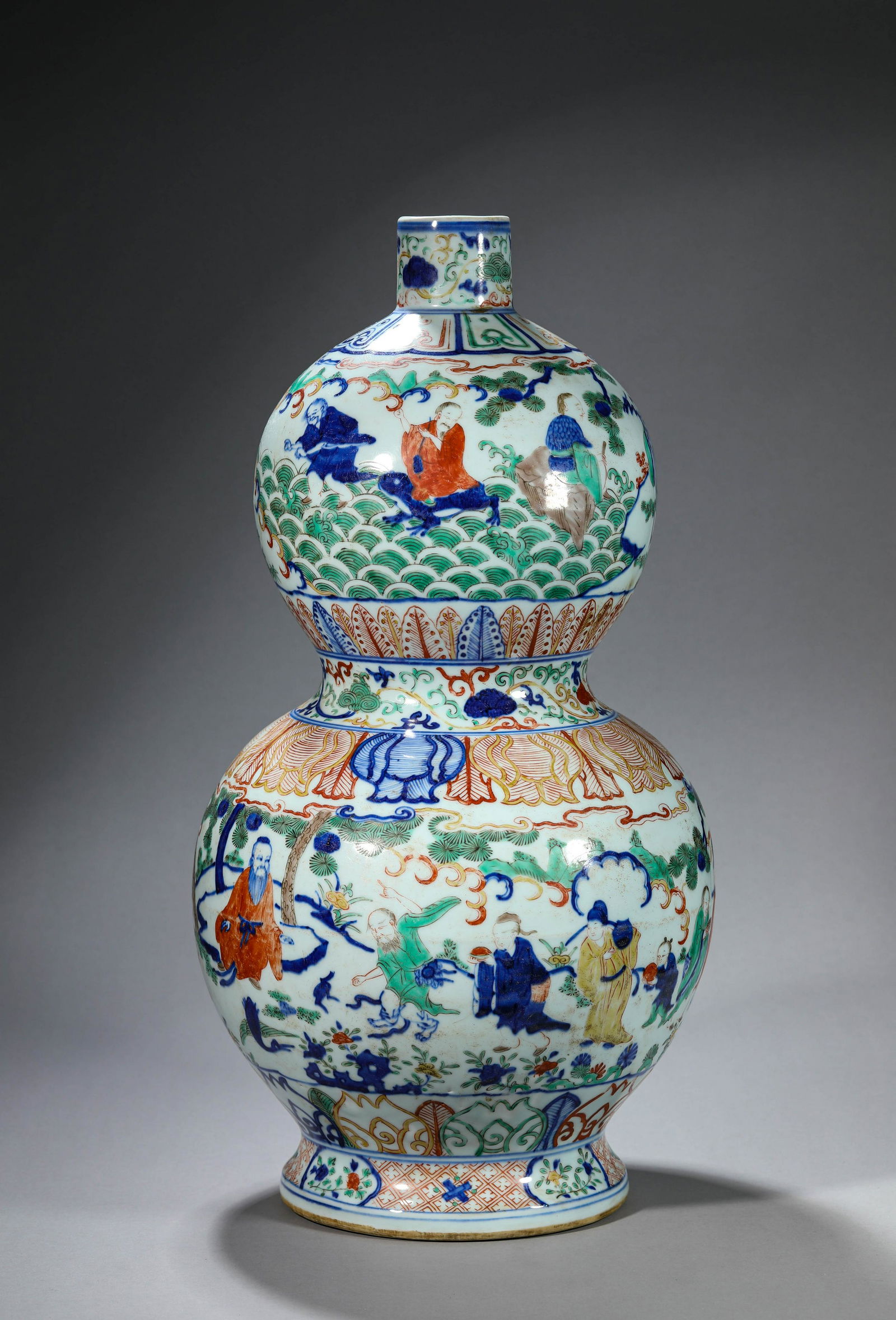 Wucai Glaze Figure Story Double-Gourd-Shaped Vase (1 of 11)