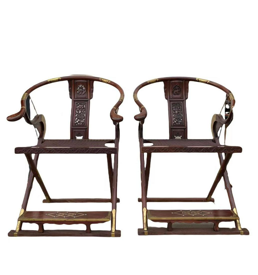 A Pair of Chinese Hardwood Folding Chairs (1 of 16)