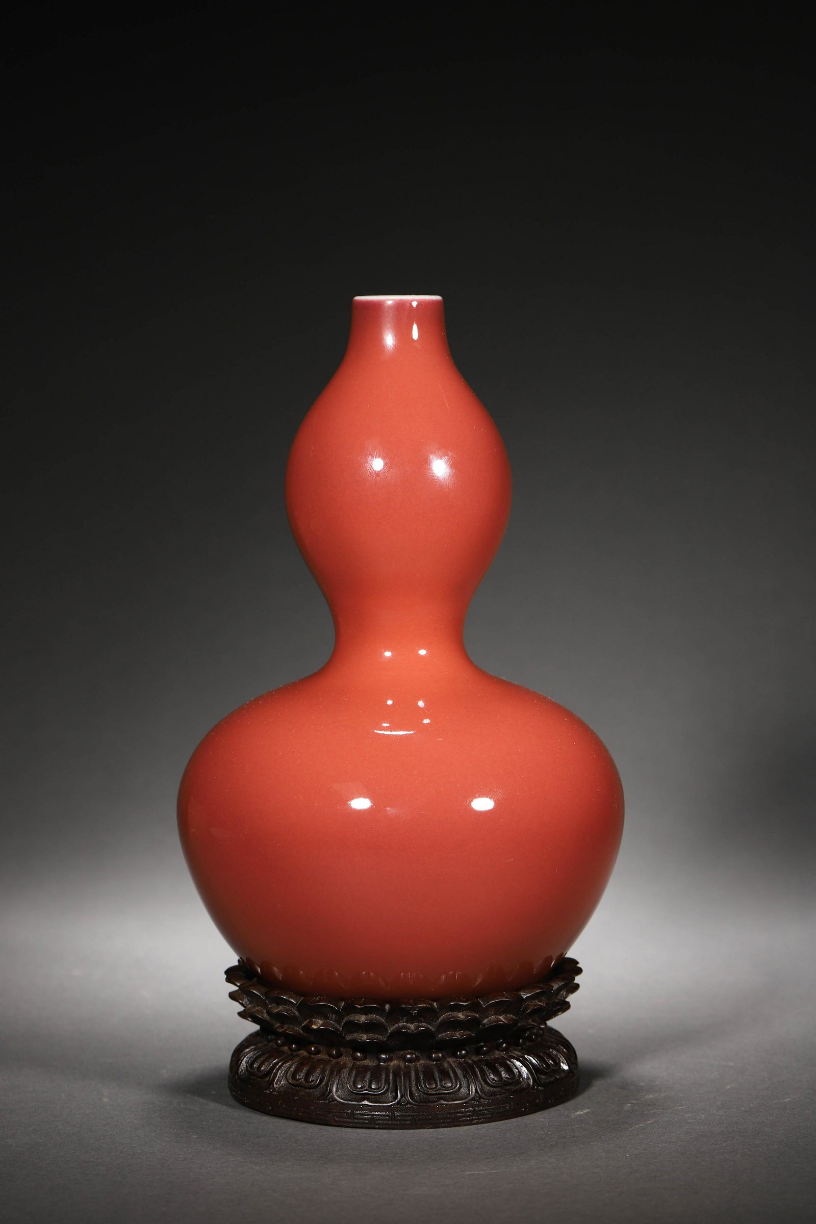 Qing:  A Red Glazed Double Gourd Vase (1 of 7)