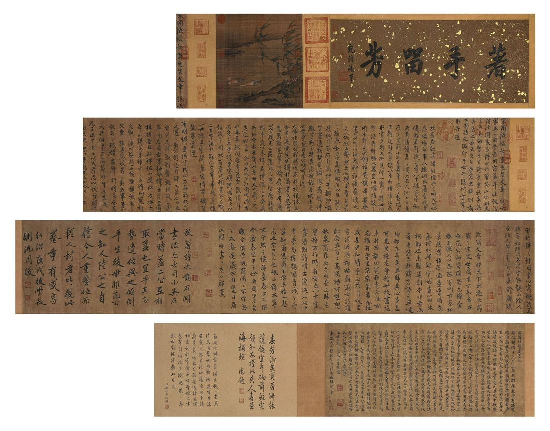 Chinese Flower and Bird Painting and Calligraphy Hand Scroll, Li Di Mark (1 of 13)