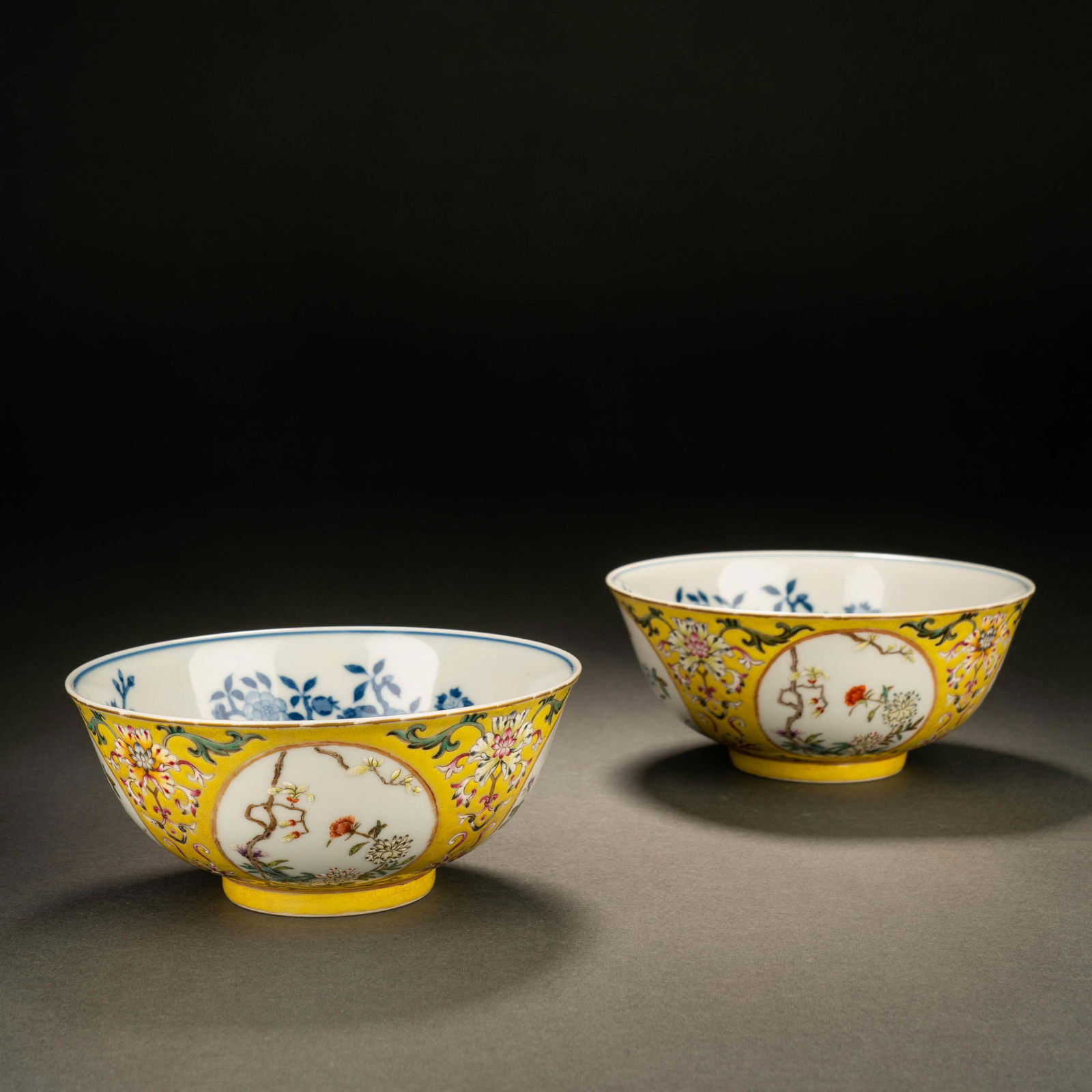 Pair of Enamel Painted Floral Bowls (1 of 10)