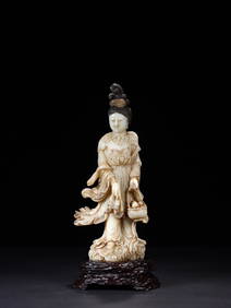 Standing Shoushan Statue of Guanyin with a Basket (1 of 9)