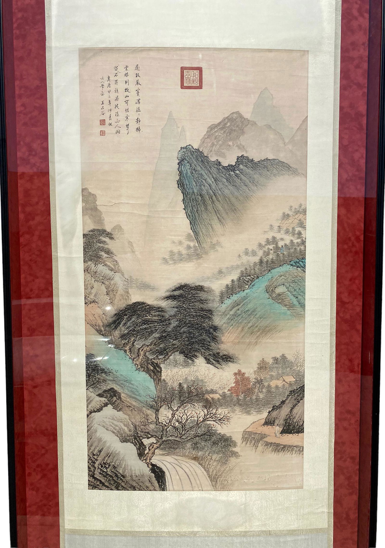 A Large Framed Chinese Scroll Painting (1 of 9)