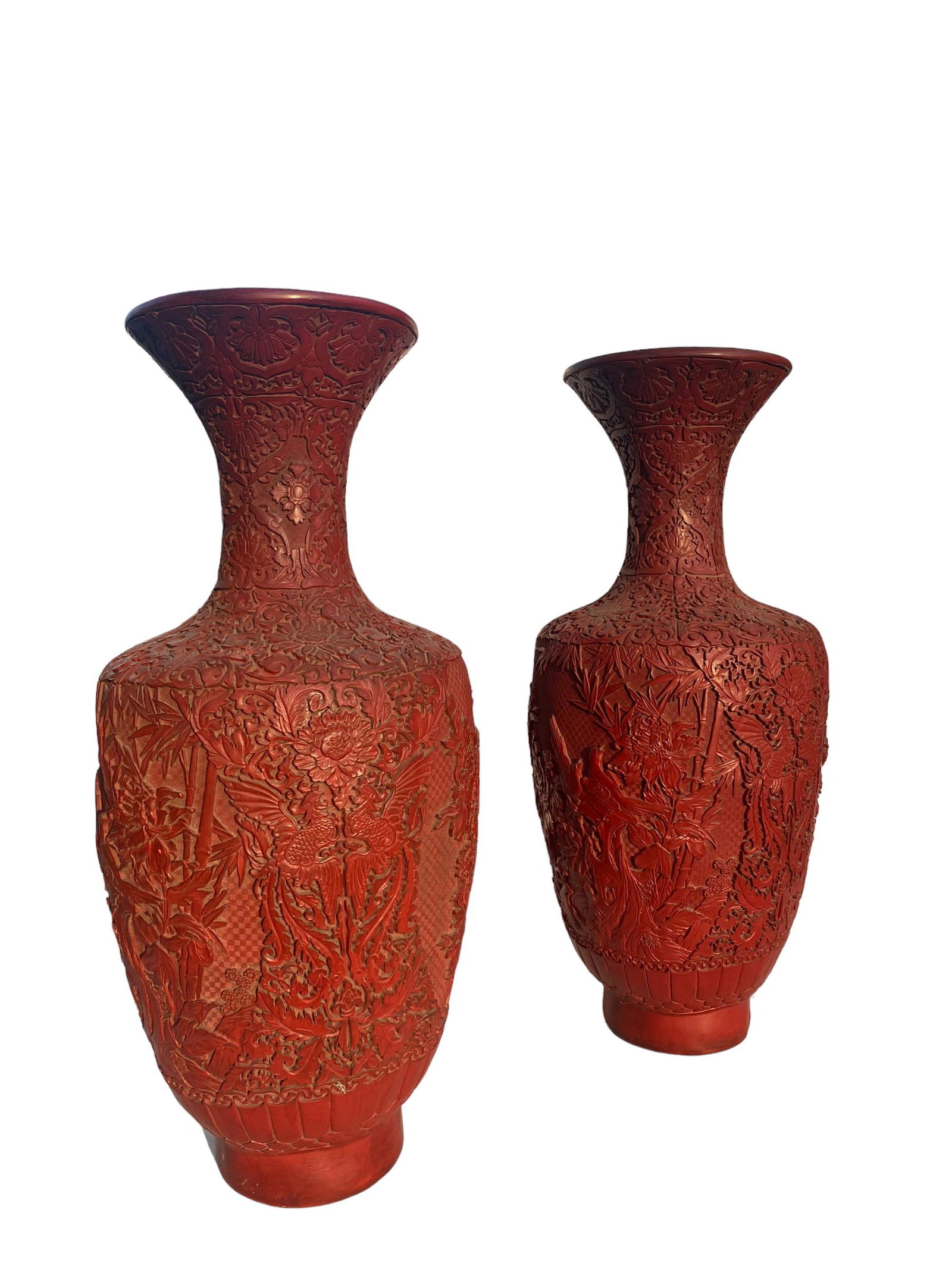 A Pair Of Very Large Cinnabar Vase (1 of 12)