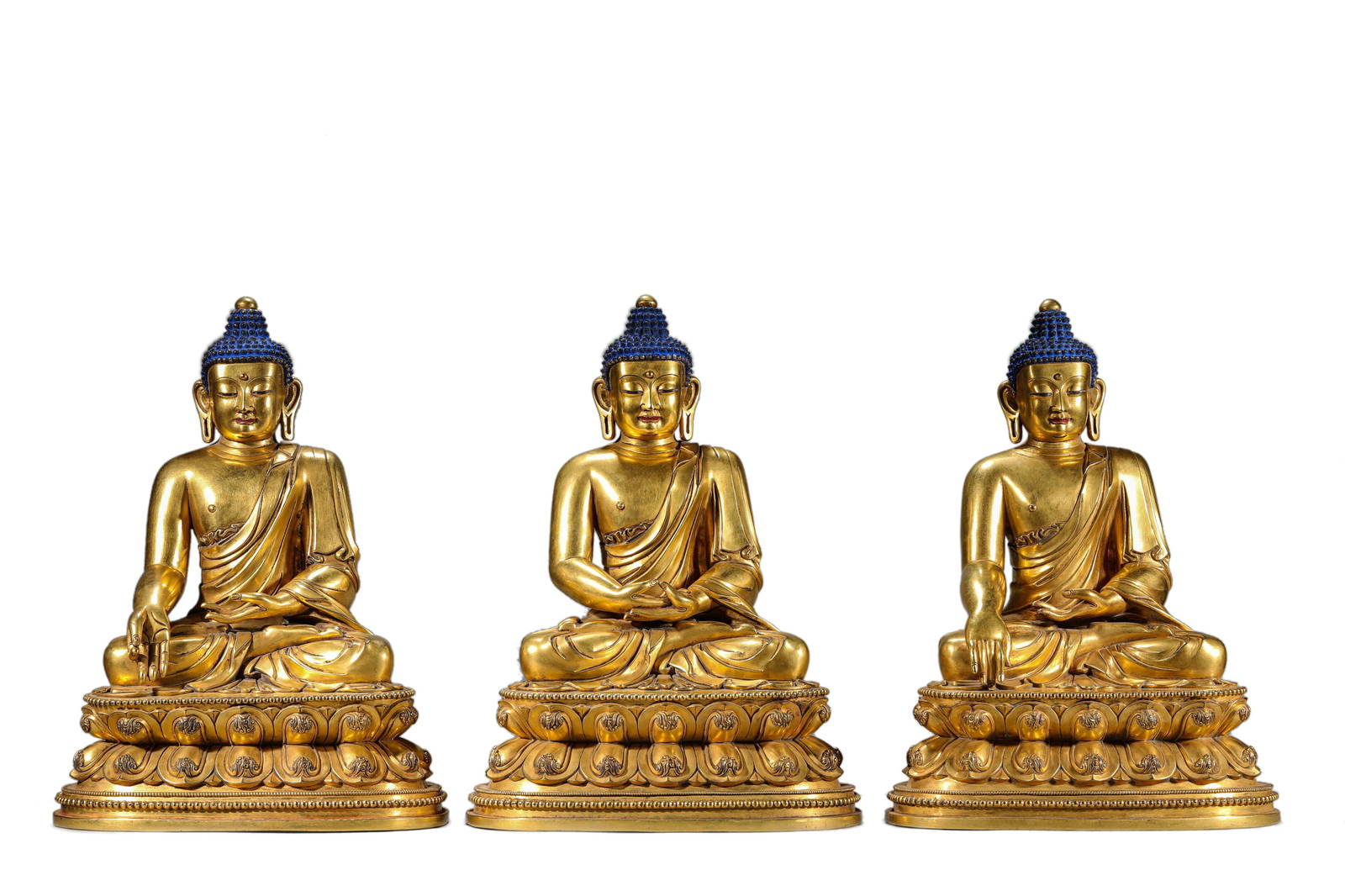Buy Set Of Three Gilt Bronze Statues Of Buddha Jumbo Auction House In Ca