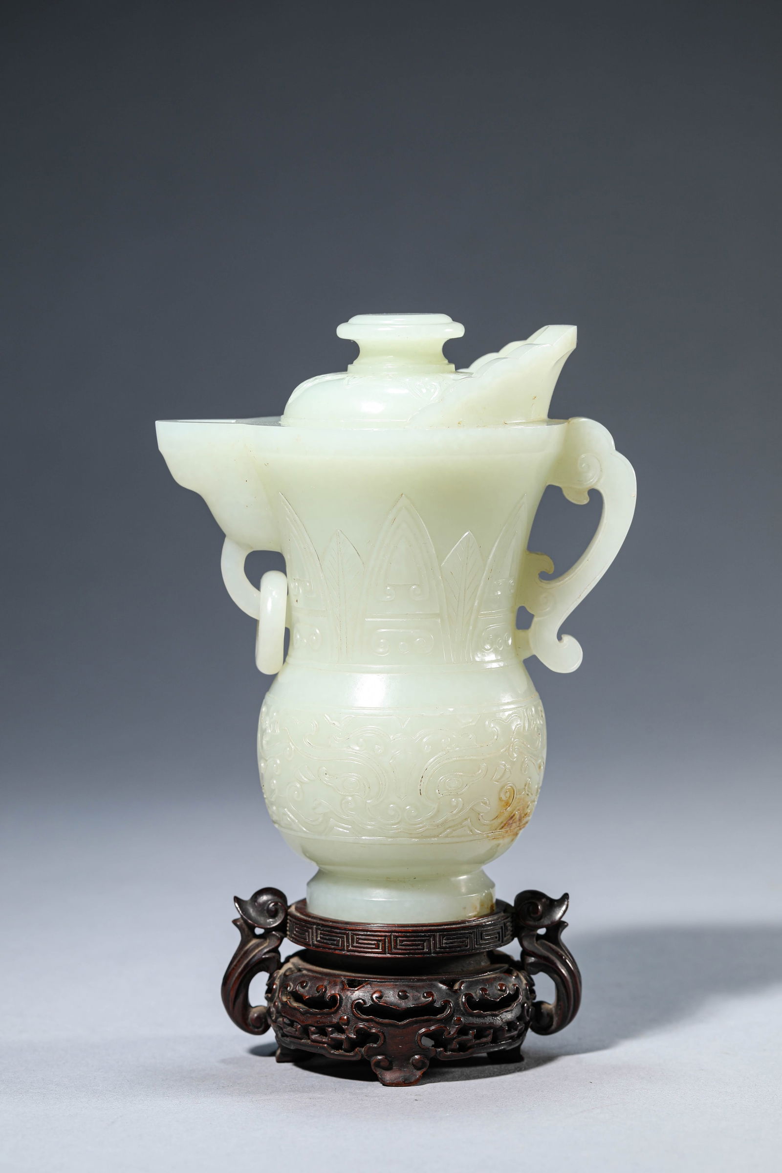 Jade Plantain Taotie Monk's Cap Jug (1 of 7)