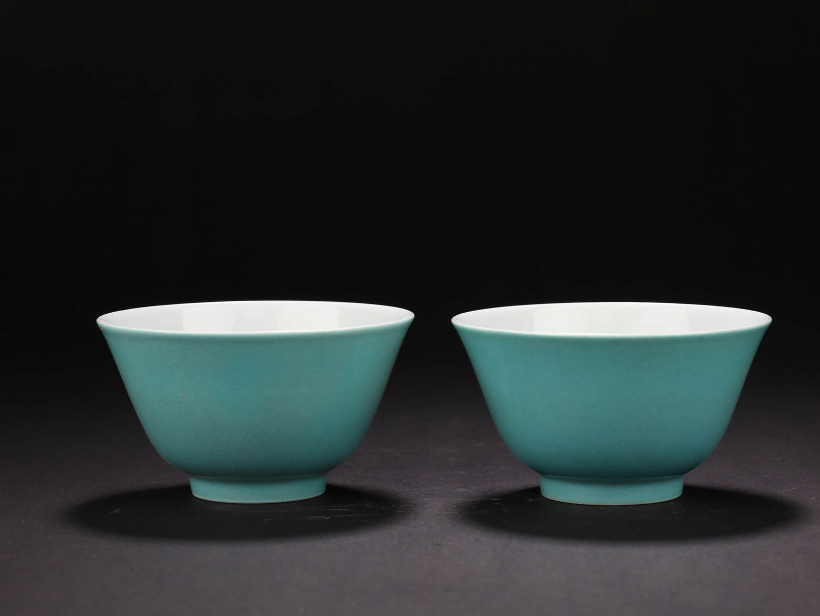 A Pair of Monochrome Glazed Cups: A Pair of Monochrome Glazed Cups. Height: 4.8cm Mouth Diam.: 8.5cm