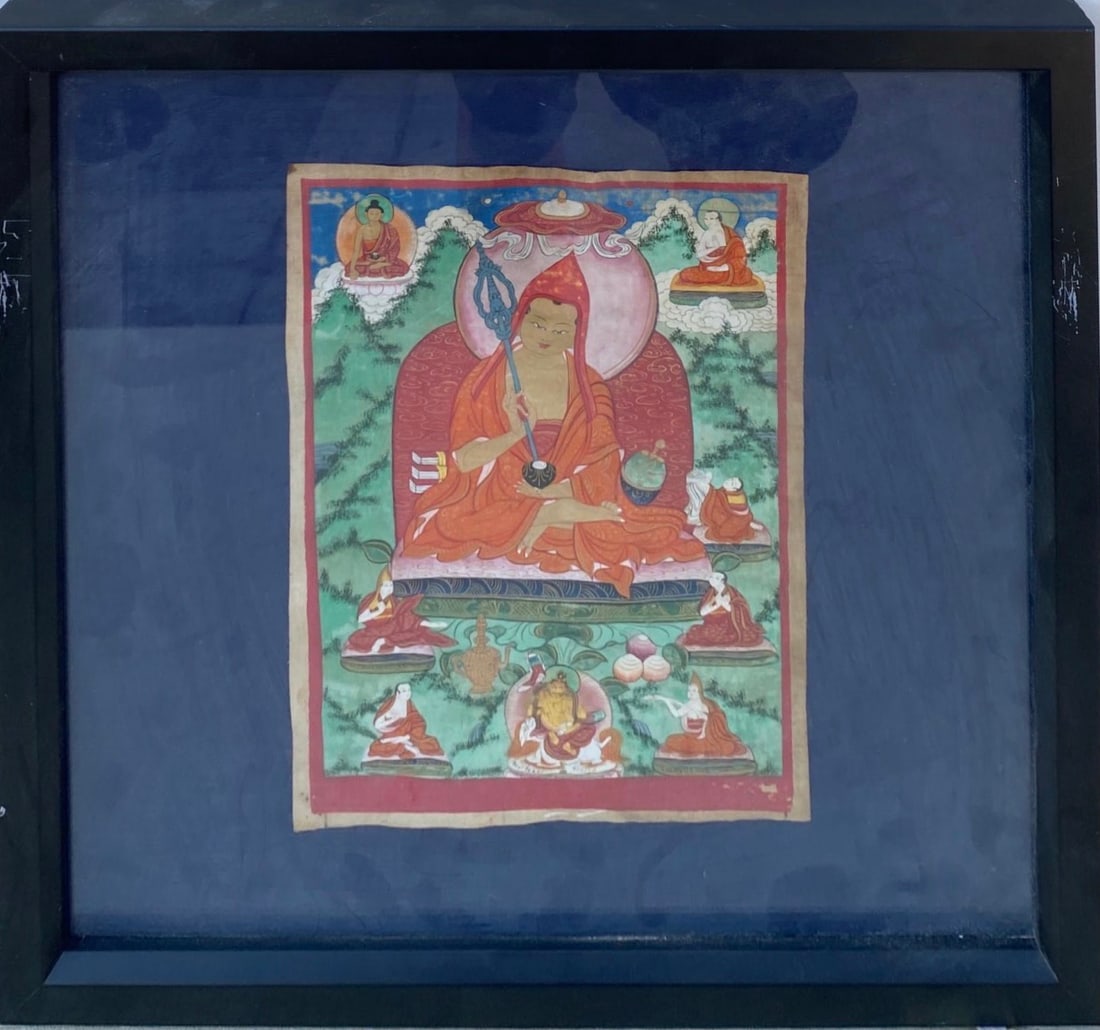 A Framed Tibetan Thangka, 18th C. (1 of 3)