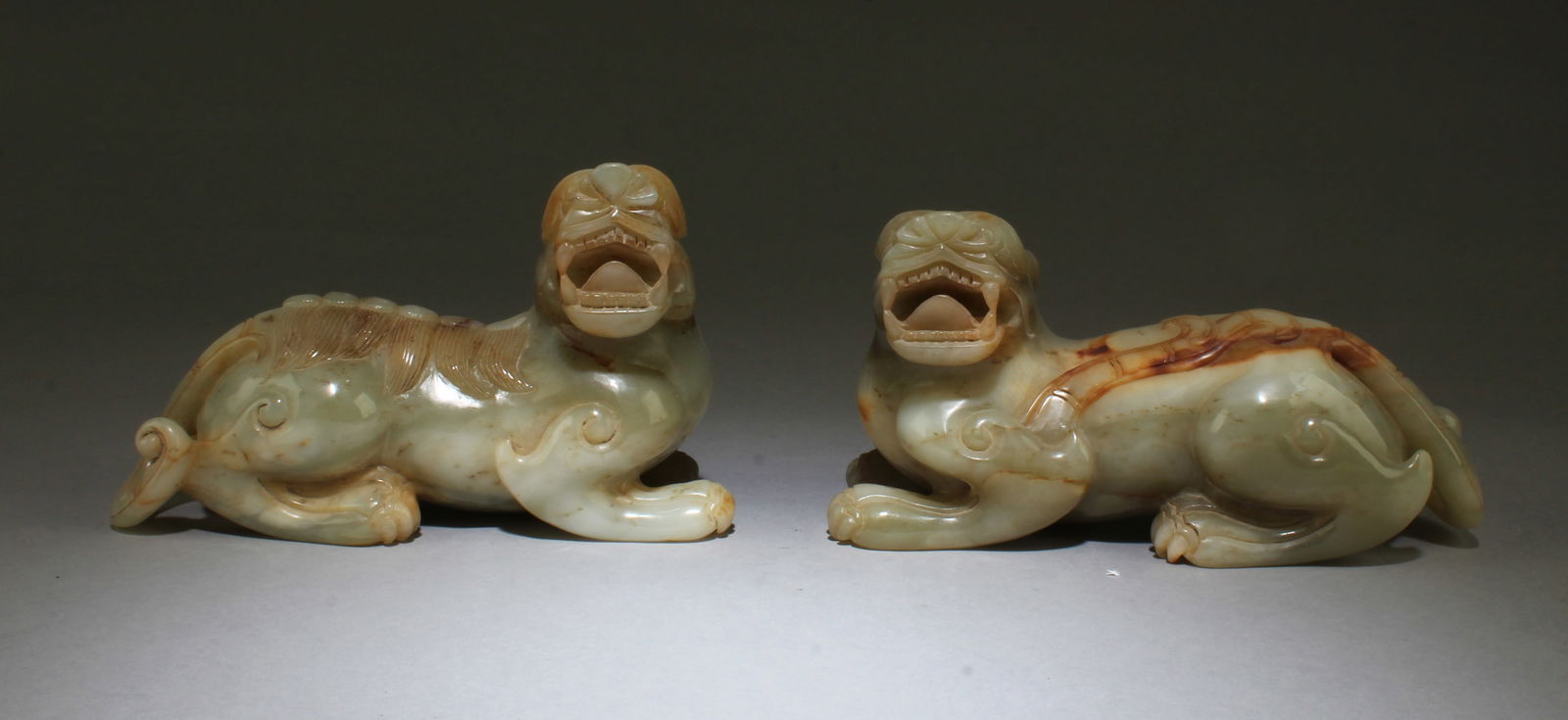 A Pair of Carved Jade Qilin Figurines (1 of 6)