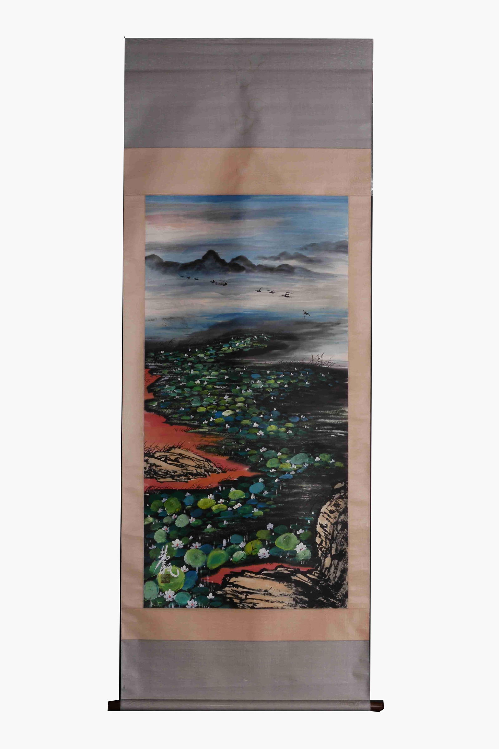 A Hanging Scroll Depicting 'Lotus Pond' by Lin Fengmian (1 of 6)