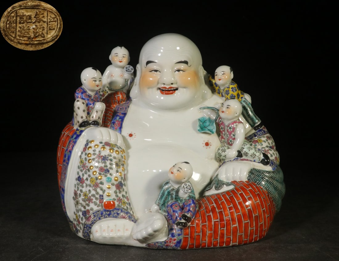 A Fencai Enamel Maitreya Buddha Ornament (1 of 9)