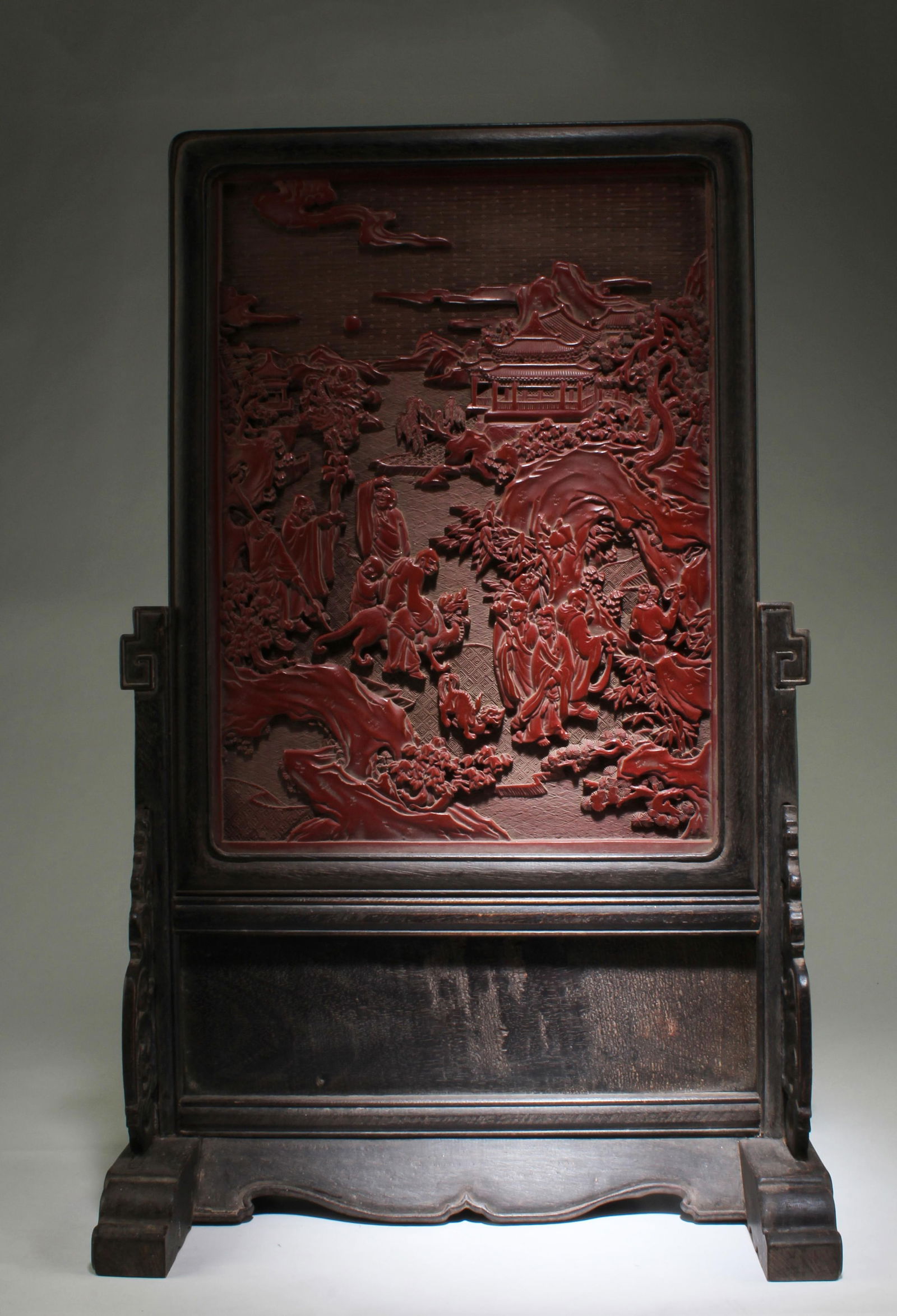 A Carved Cinnabar Lacquer Table Screen (1 of 7)