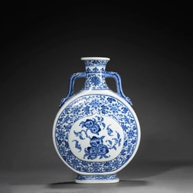 Blue and White Peach Design Moonvase
