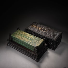 Spinach-green Jade Gilt-inlaid Inscribed Painting Albums