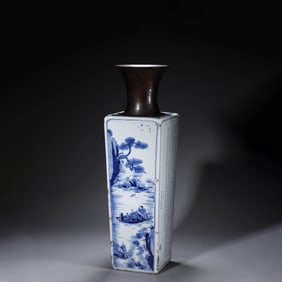 Blue and White Square Vase