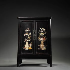 Hard Stone Inlaid Rosewood Cabinet