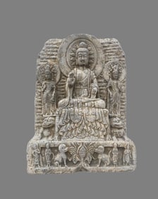 A Chinese Buddhist Stele Sculpture